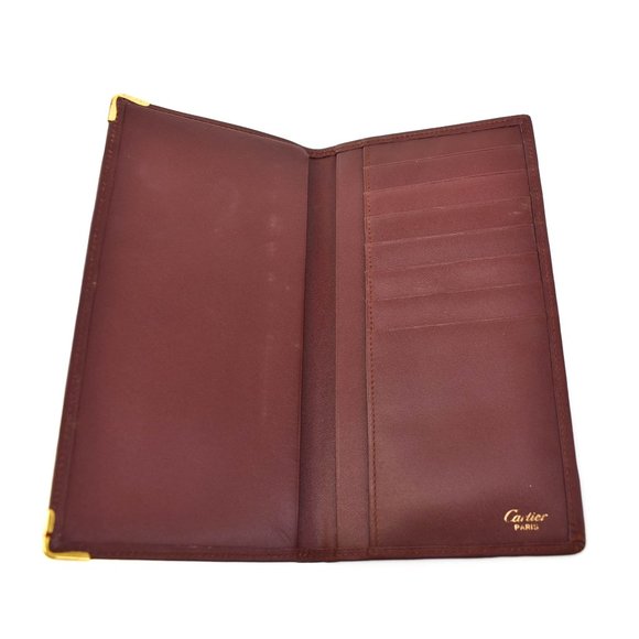 CARTIER: Burgundy, Leather & "Double C" Wallet pq - Picture 7 of 8